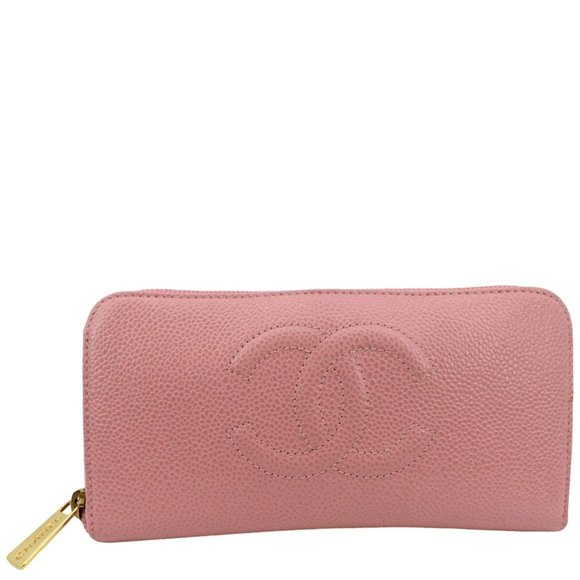 CHANEL  CC Timeless Caviar Zip Around Wallet Pink - Picture 1 of 12